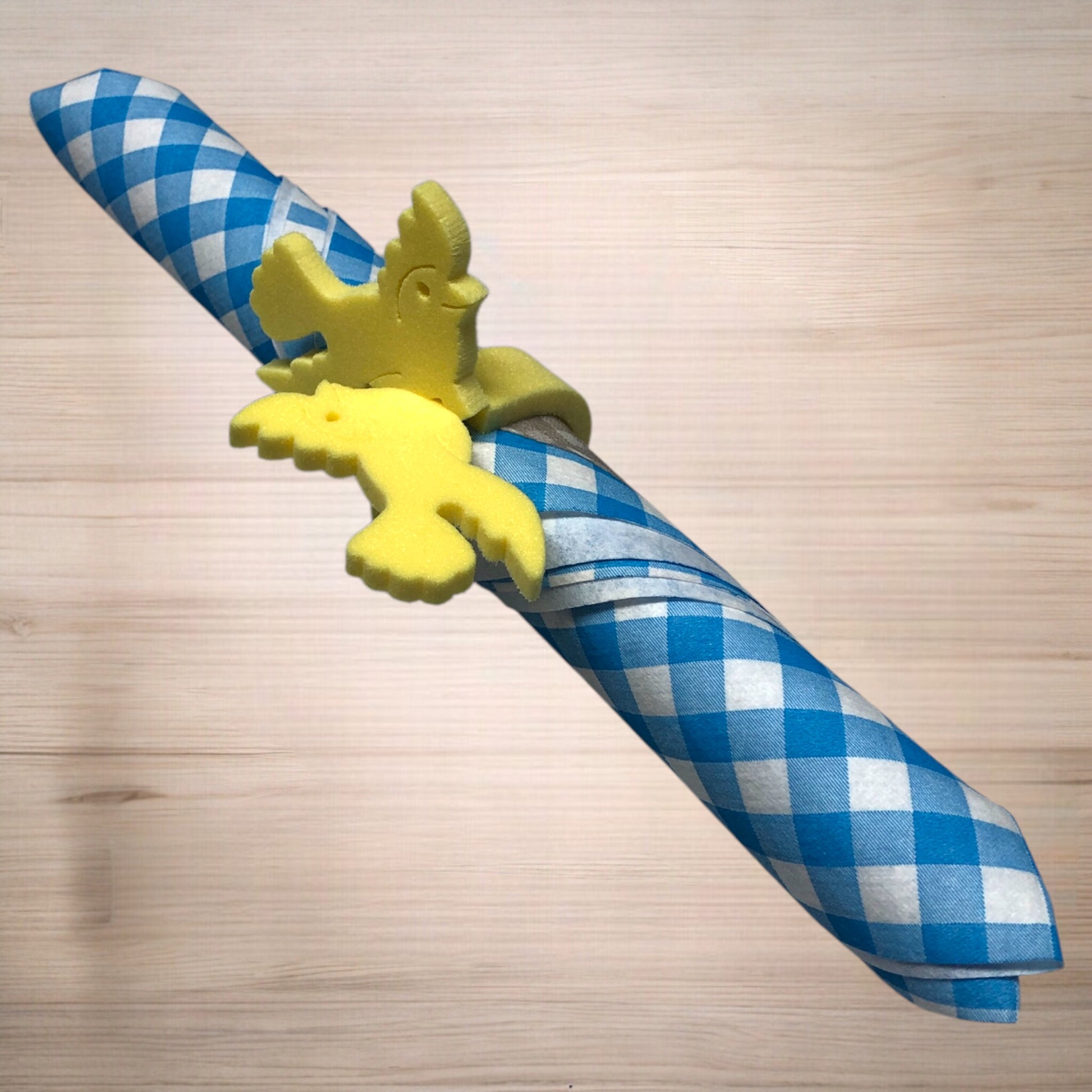 Serviettenringe mit Huhn aus Schaumstoff gelb