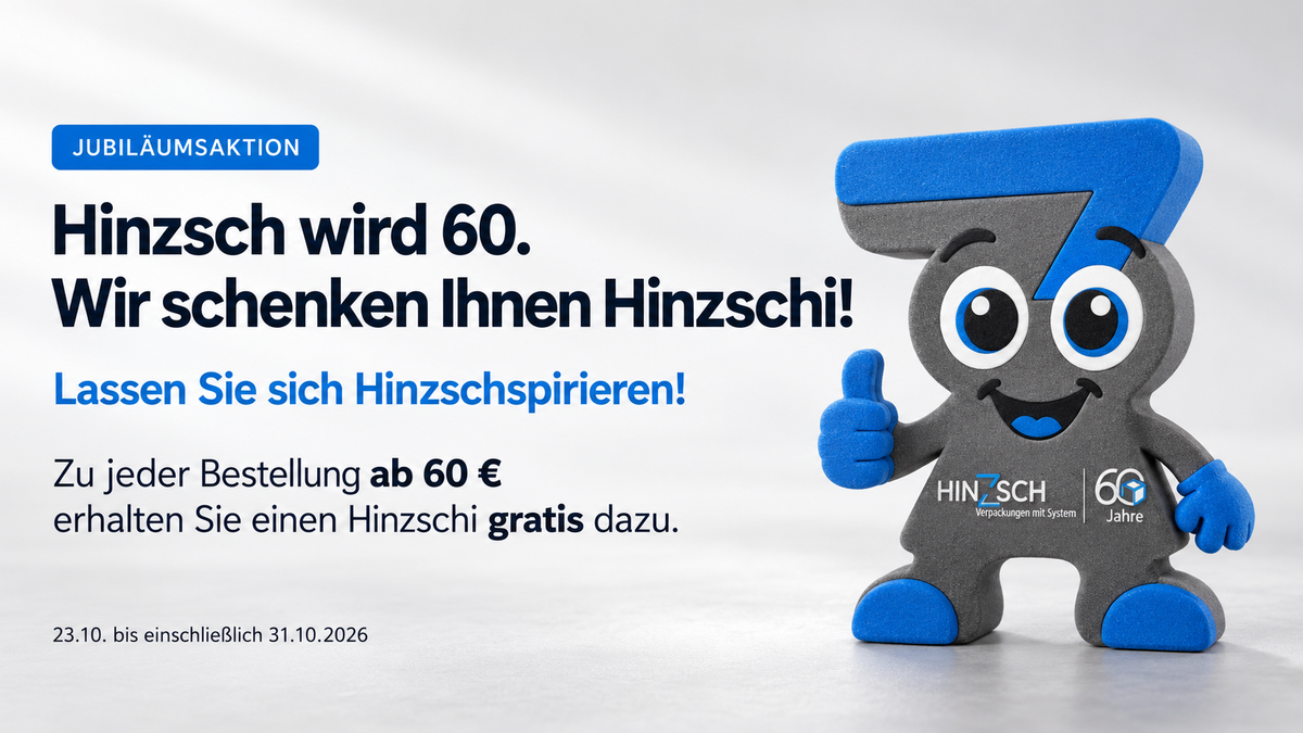 Hinzsch wird 60. Jubiläumsaktion Online Shop. Lassen Sie sich Hinzschspirieren. Mit dem Hinzschi Maskottchen.
